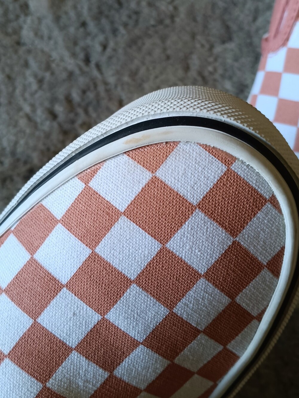 🖤 Vans Asher Checkerboard Canvas Slip on Sneakers Shoes Womens 7.5 Pink Peach - Picture 7 of 12